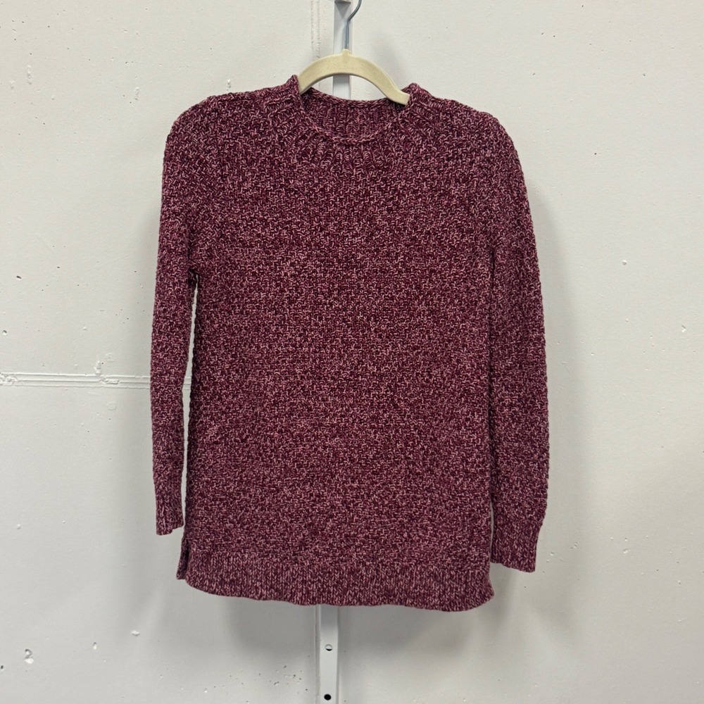 LOFT Space Dye Knit‎ Sweater Burgundy Pink Marled Pullover Small 499019 Fall